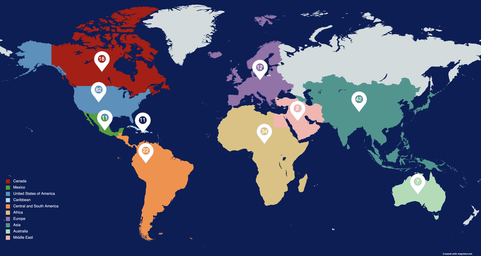 geographical distribution of students