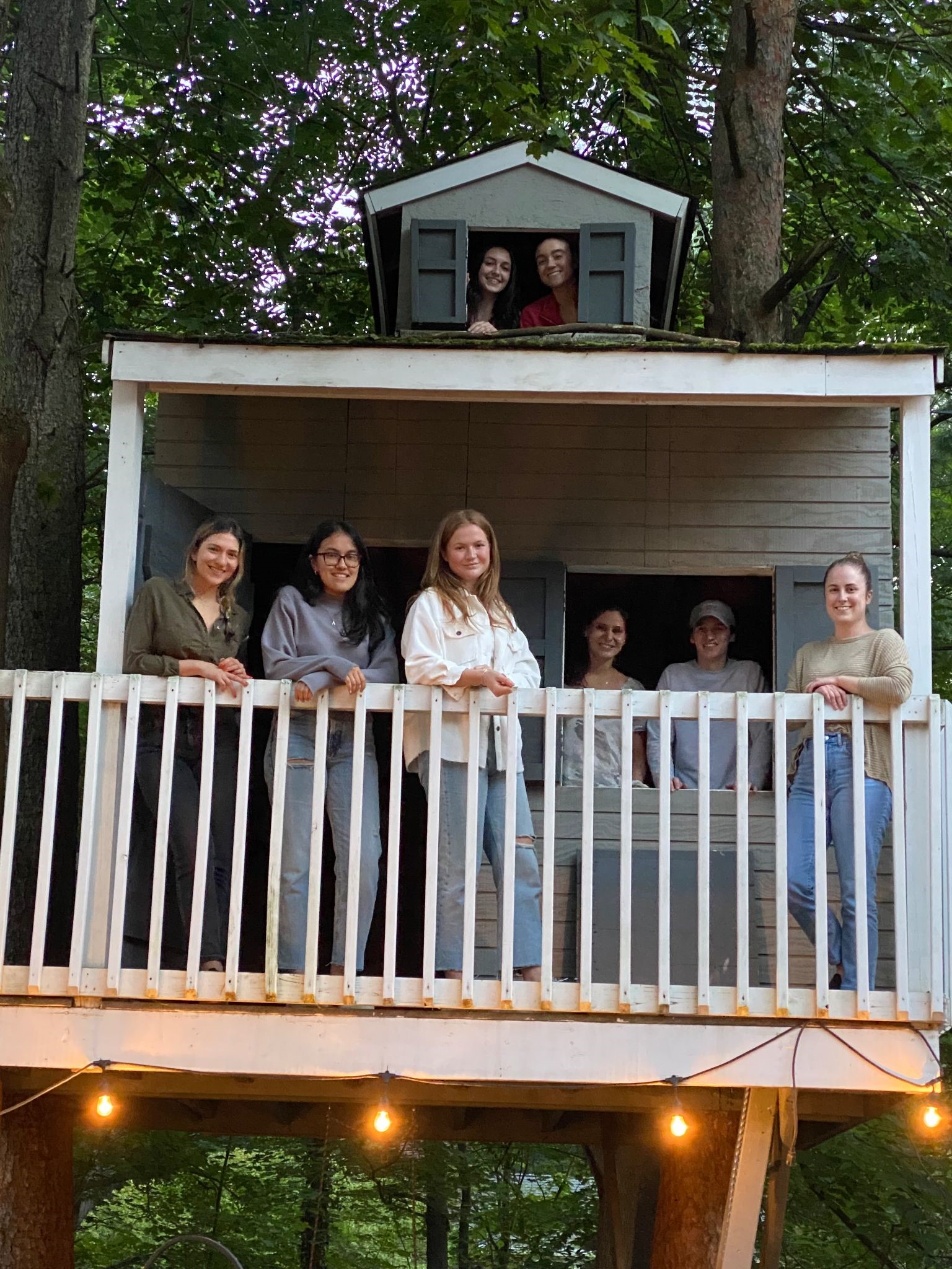 O'brien lab team in tree house