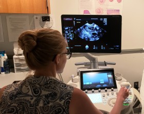 Heidi Van Den Brink at ultrasound machine