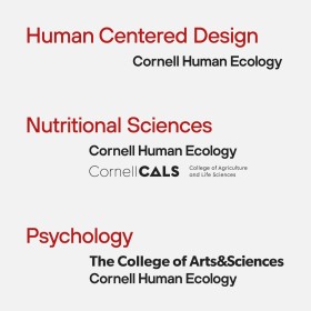 Image showing the departmental wordmarks for Human Centered Design, Nutritional Sciences, and Psychology