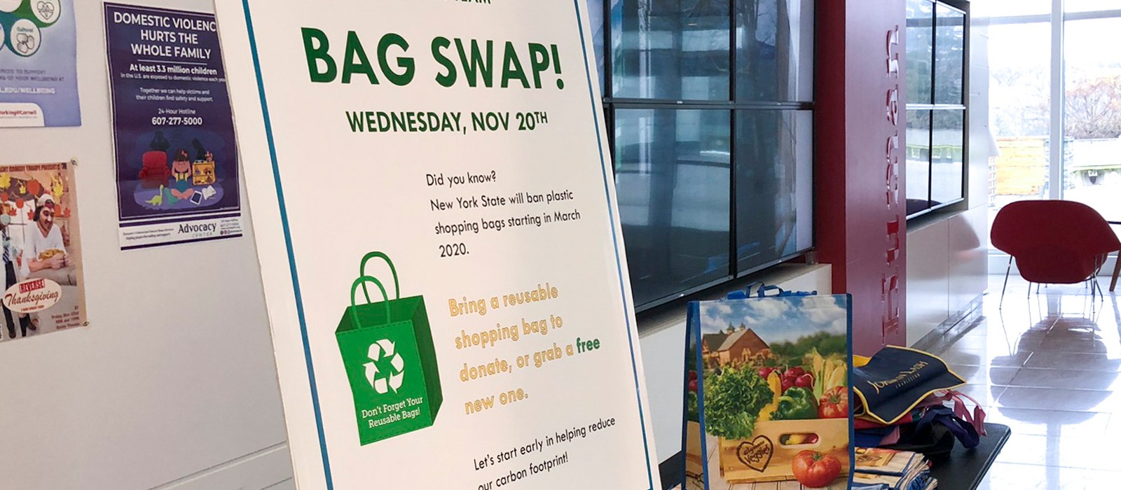 Bag swap station in the CHE Commons