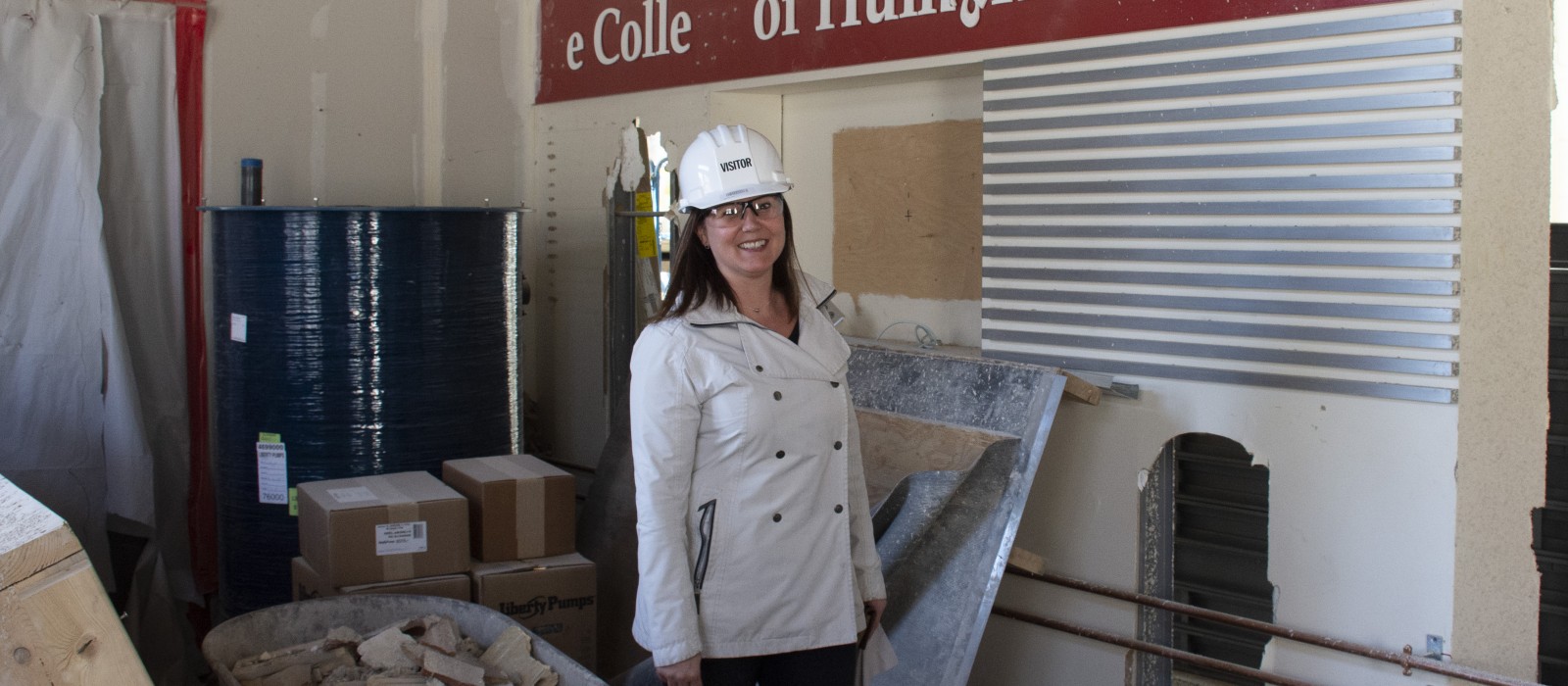 Human Ecology director of facilities and operations Kristine Mahoney in MVR Hall during renovations