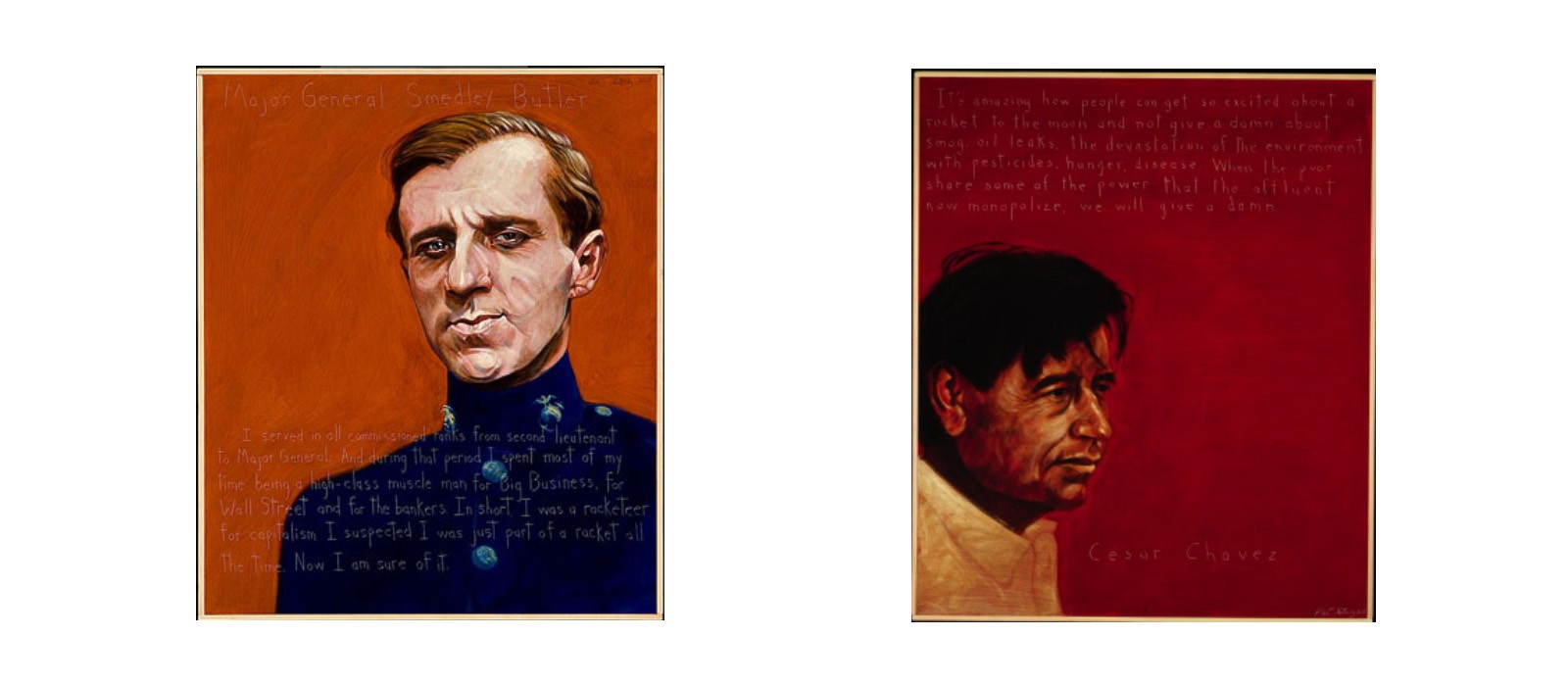 Paintings of Smedley Butler and Cesar Chavez