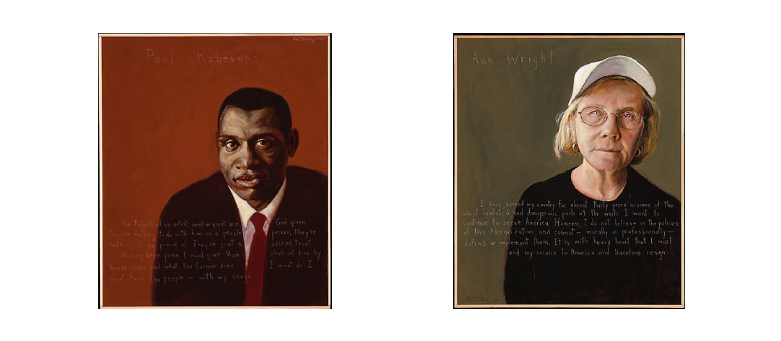 Paintings of Paul Robeson and Ann Wright