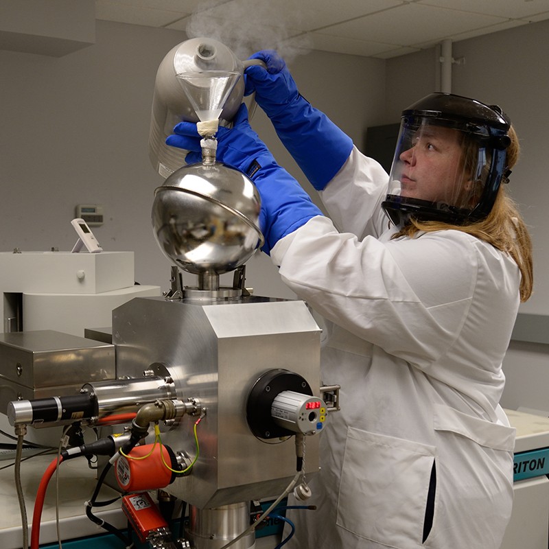 Student using lab equipment