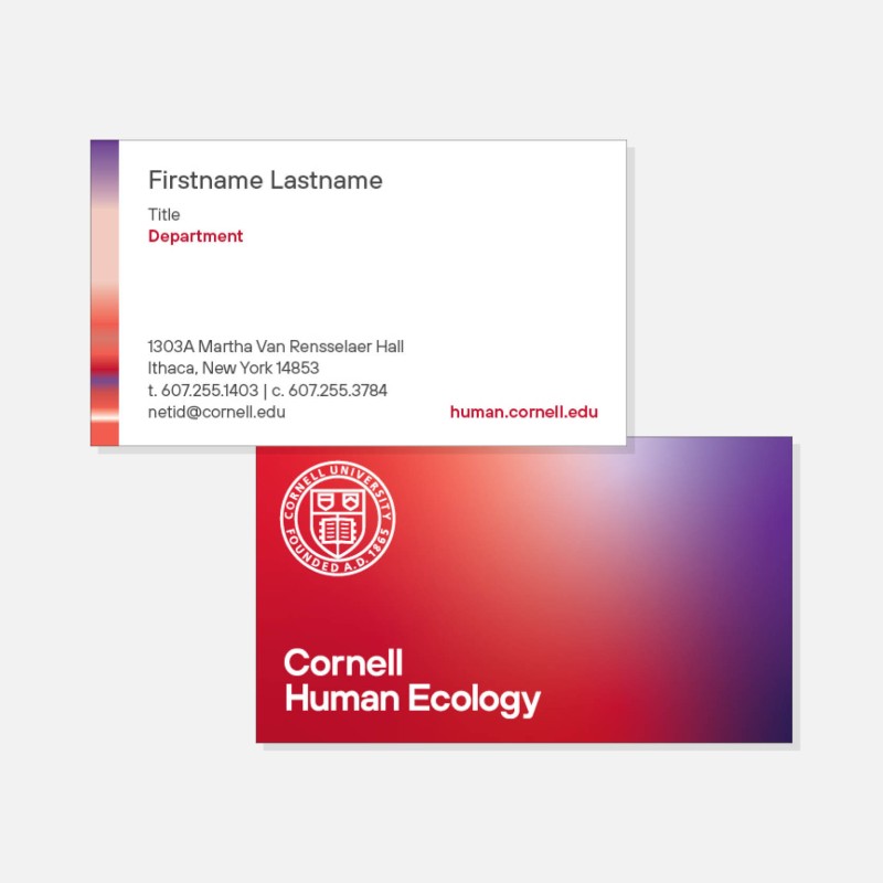 sample image of the front and back of the cornell human ecology business cards