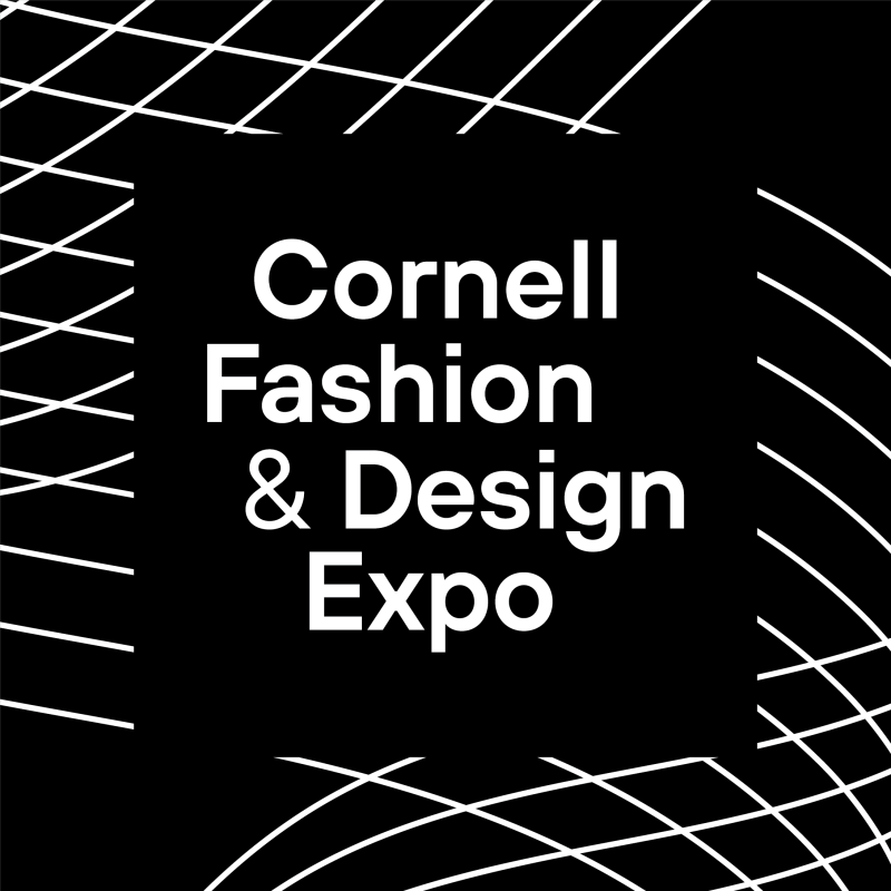 Black box with text "Cornell Fashion & Design Expo"